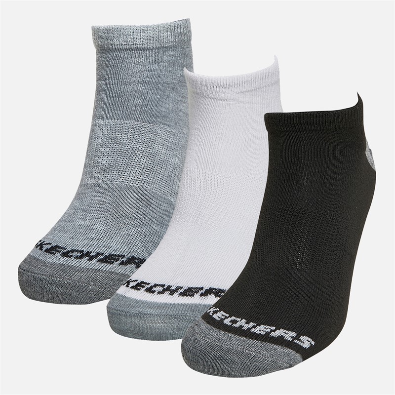 SKECHERS Mens Six Pack No Show Socks White/Black/Grey