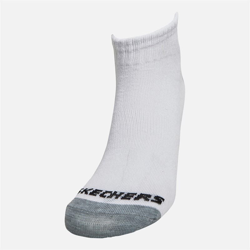 SKECHERS Mens Six Pack Quarter Socks White