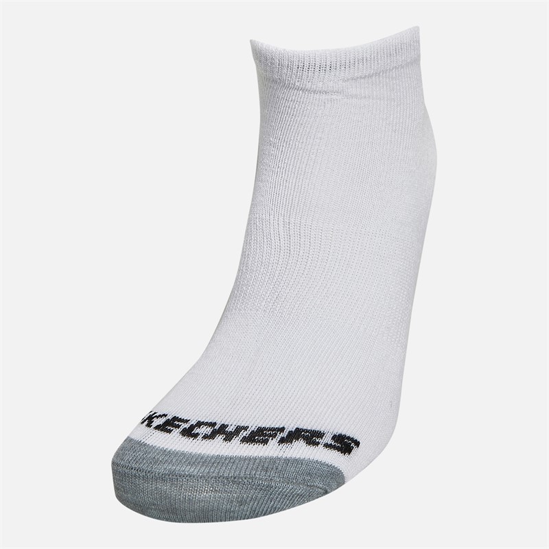 SKECHERS Mens Six Pack No Show Socks White