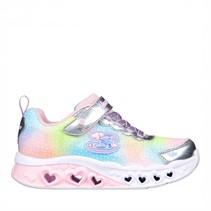 SKECHERS Baskets Fille Cœurs Papillons Lumineux Simply Love Argent