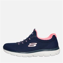 SKECHERS Womens Summits Cool Classics Trainers Navy/Pink