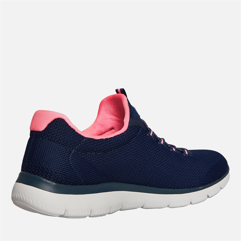 SKECHERS Womens Summits Cool Classics Trainers Navy/Pink