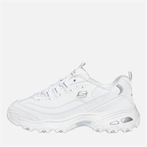 SKECHERS Womens D'Lites Play On Trainers White White/Silver