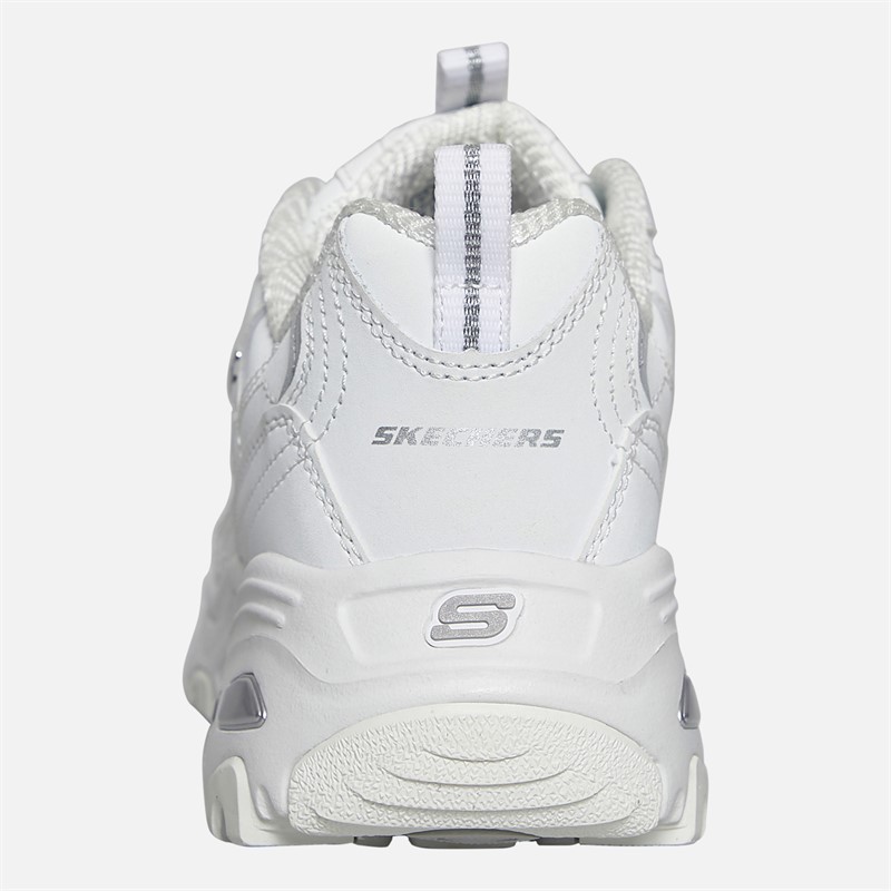 SKECHERS Womens D'Lites Play On Trainers White White/Silver