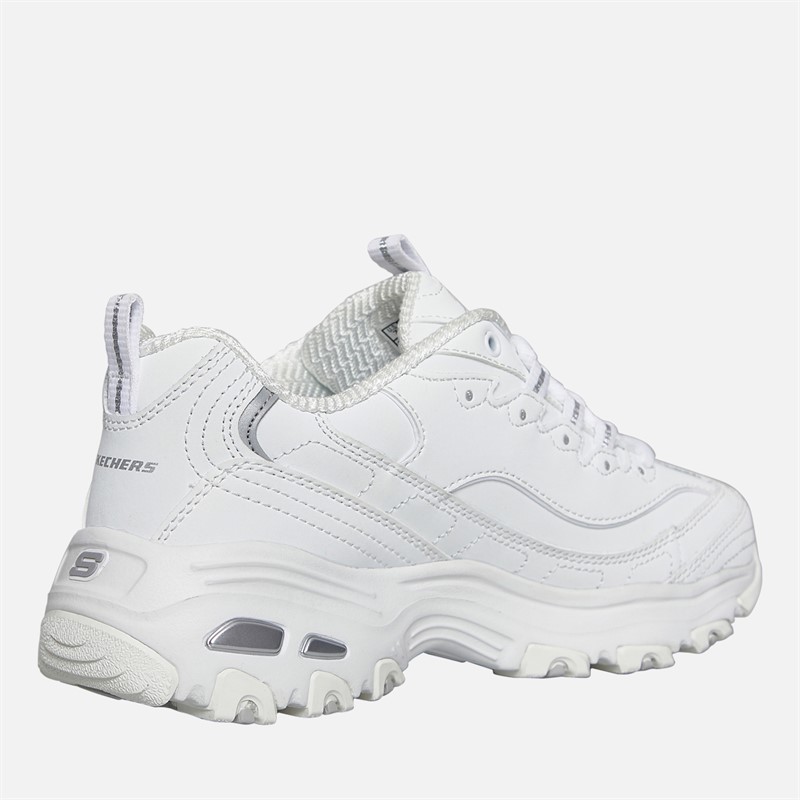 SKECHERS Womens D'Lites Play On Trainers White White/Silver