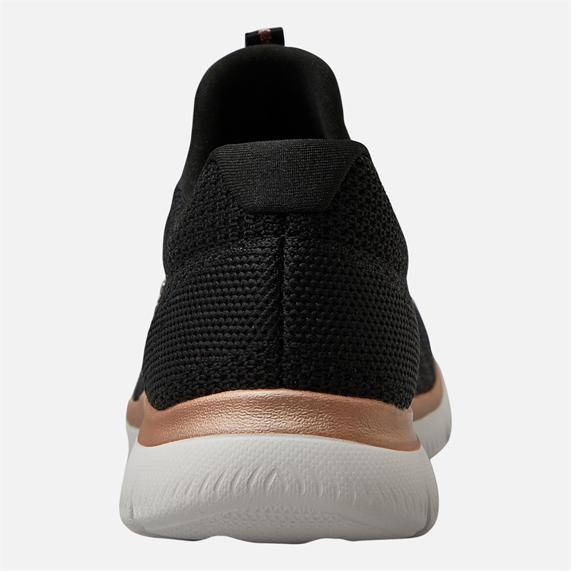 SKECHERS Womens Summits Cool Classics Trainers Black/Rose Gold