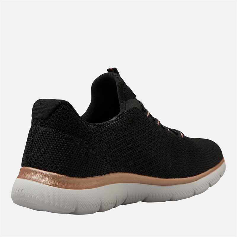 SKECHERS Womens Summits Cool Classics Trainers Black/Rose Gold