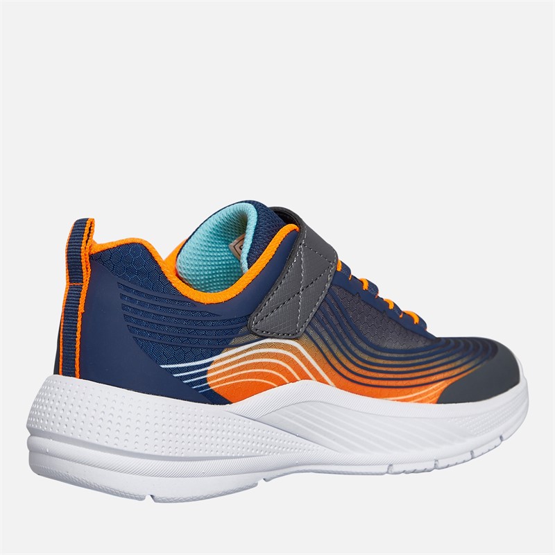 SKECHERS Boys Microspec Advance Trainers Navy/Orange
