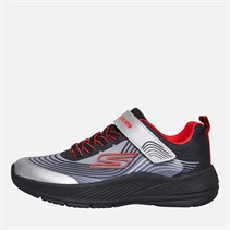 SKECHERS Boys Microspec Advance Trainers Black/Silver/Red