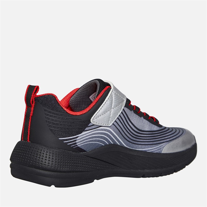 SKECHERS Boys Microspec Advance Trainers Black/Silver/Red
