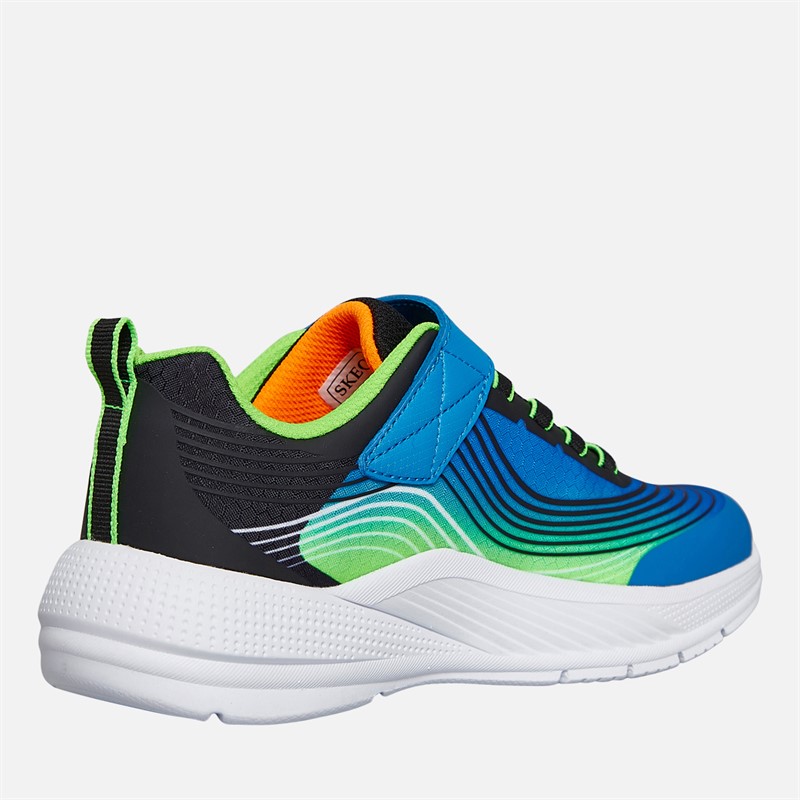 SKECHERS Boys Microspec Advance Trainers Blue/Lime