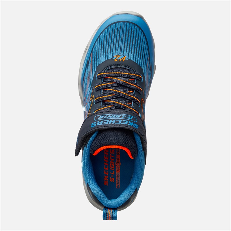 SKECHERS Junior Boys S Lights Vortex 2.0 Veltrox Trainers Blue/Navy