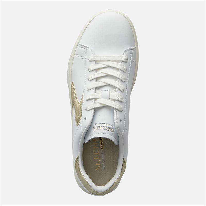 SKECHERS Womens Eden LX Beaming Glory Trainers White/Gold