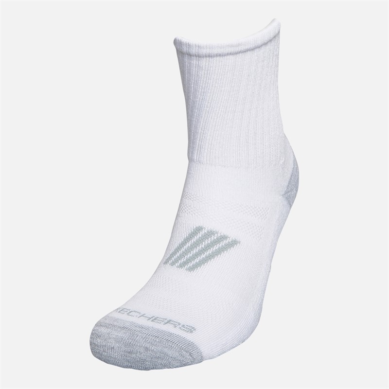 SKECHERS Womens Six Pack Cushioned Crew Socks White