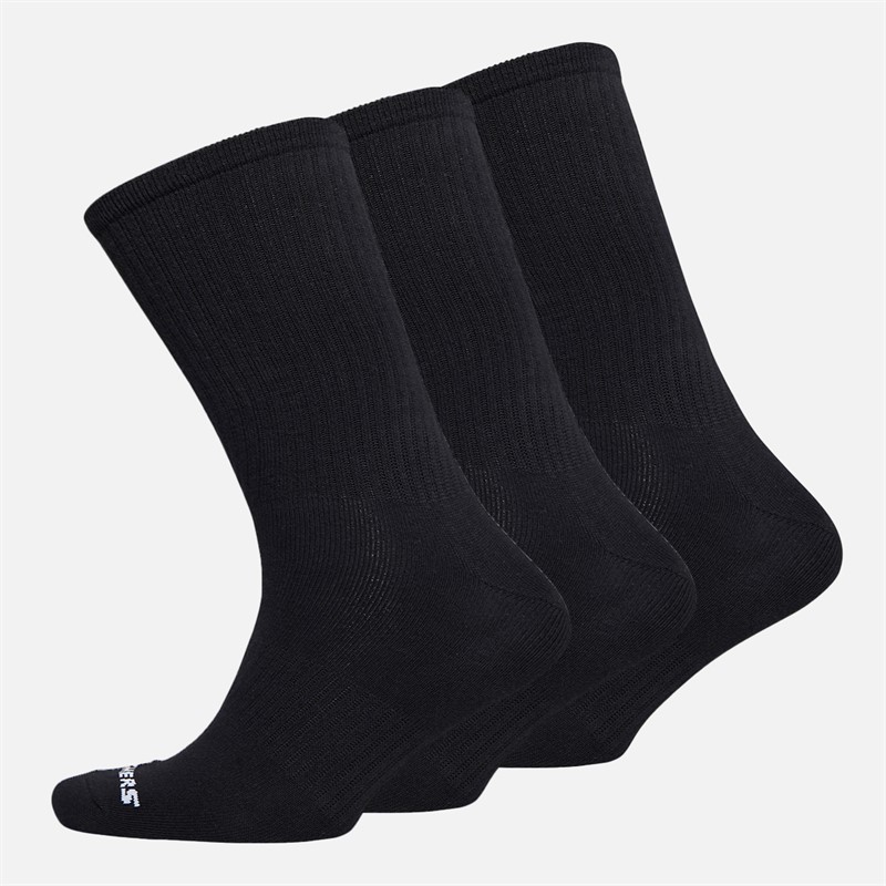 SKECHERS Three Pack Arch Support Crew Socks Black