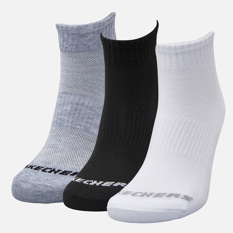SKECHERS Chaussettes courtes six paires Blanc/Noir/Gris