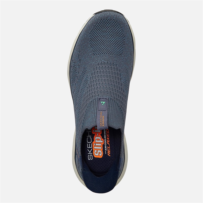 SKECHERS Mens Slip-Ins Relaxed Fit Edgeride Commissioner Trainers Navy/Orange