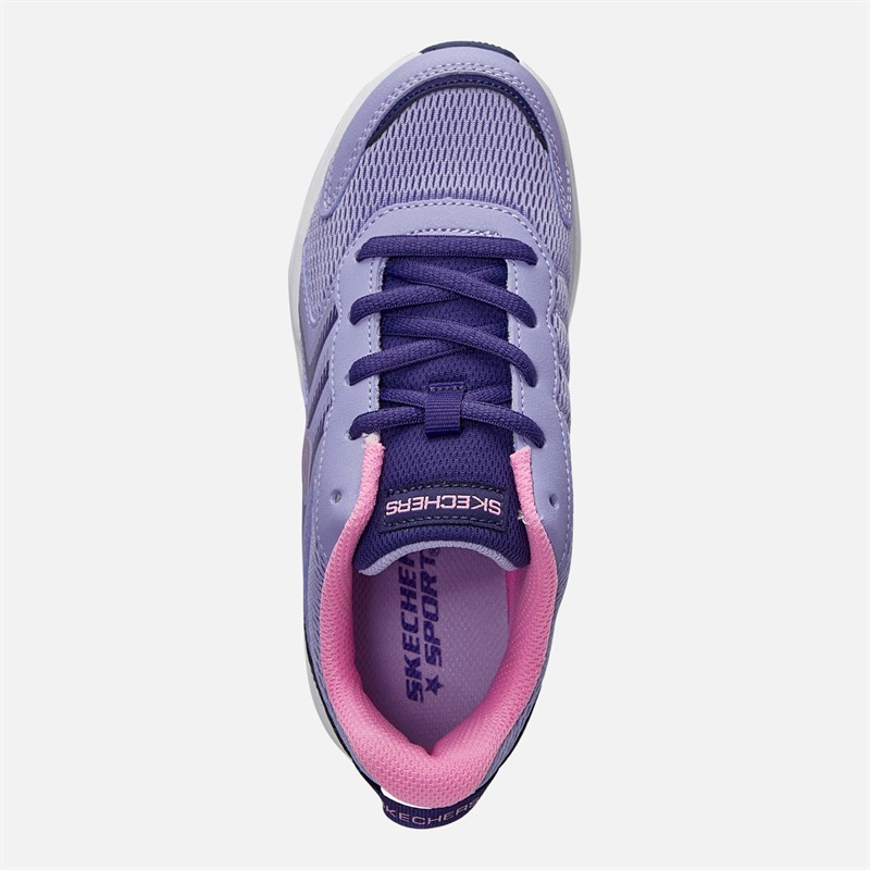 SKECHERS Girls Microspec Tread Extraordinary Ease Trainers Periwinkle/Metallic