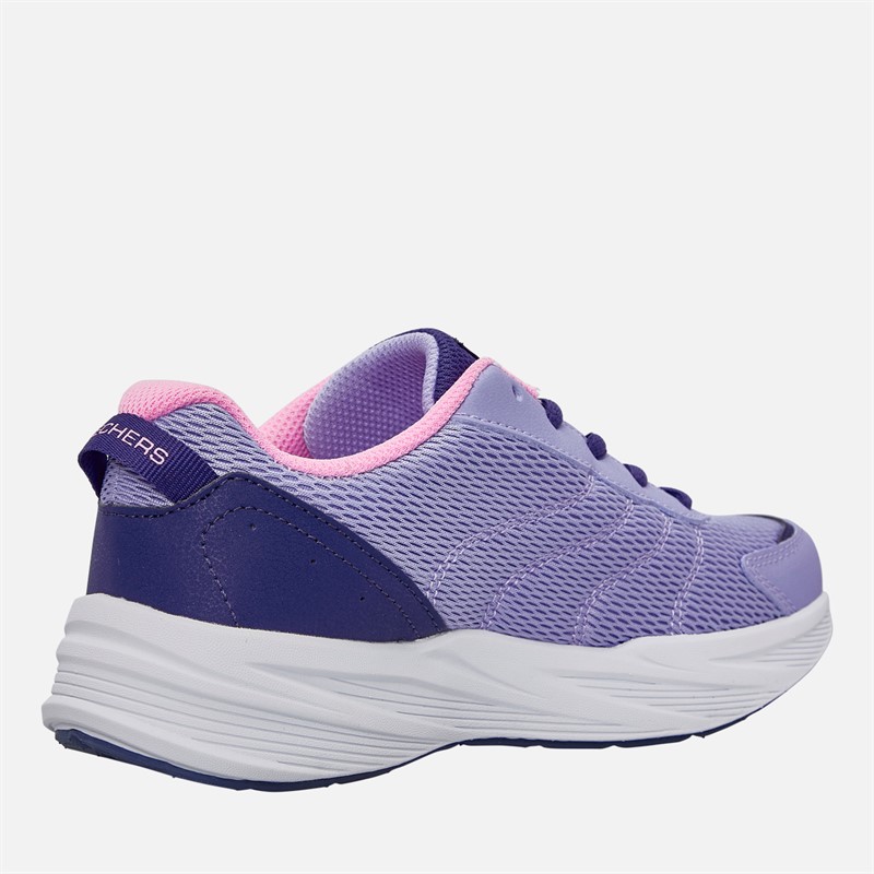 SKECHERS Girls Microspec Tread Extraordinary Ease Trainers Periwinkle/Metallic