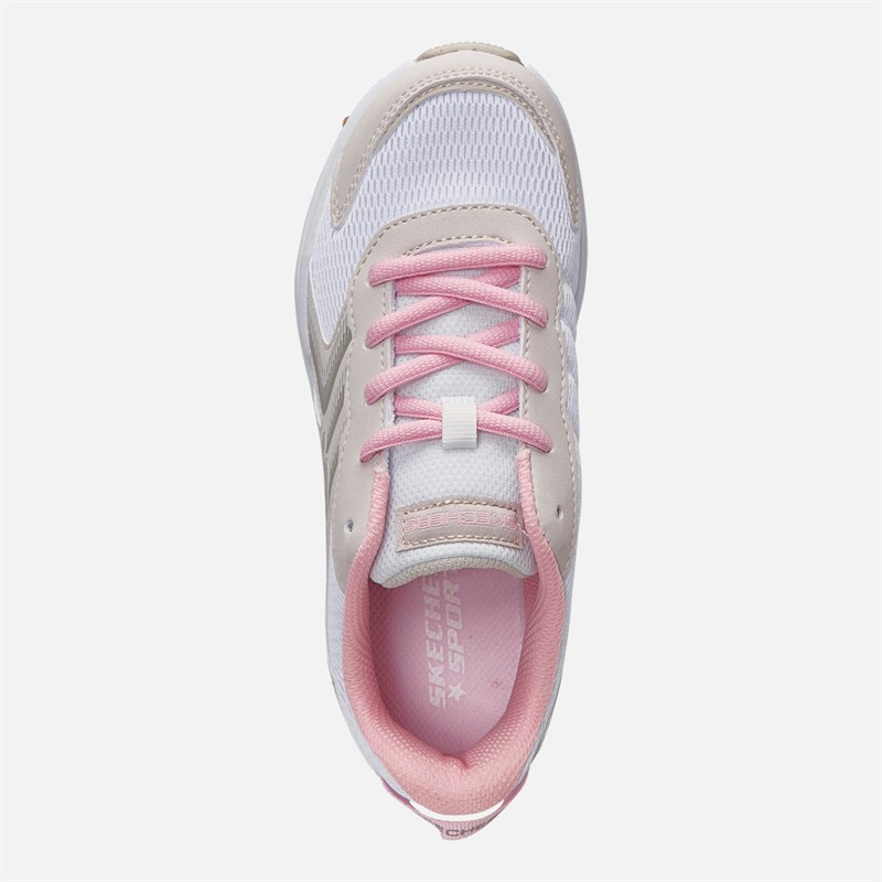 SKECHERS Girls Microspec Tread Extraordinary Ease Trainers Natural/Light Pink