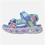 SKECHERS Infant Girls Heart Lights Color Groove Sandals Blue Metallic