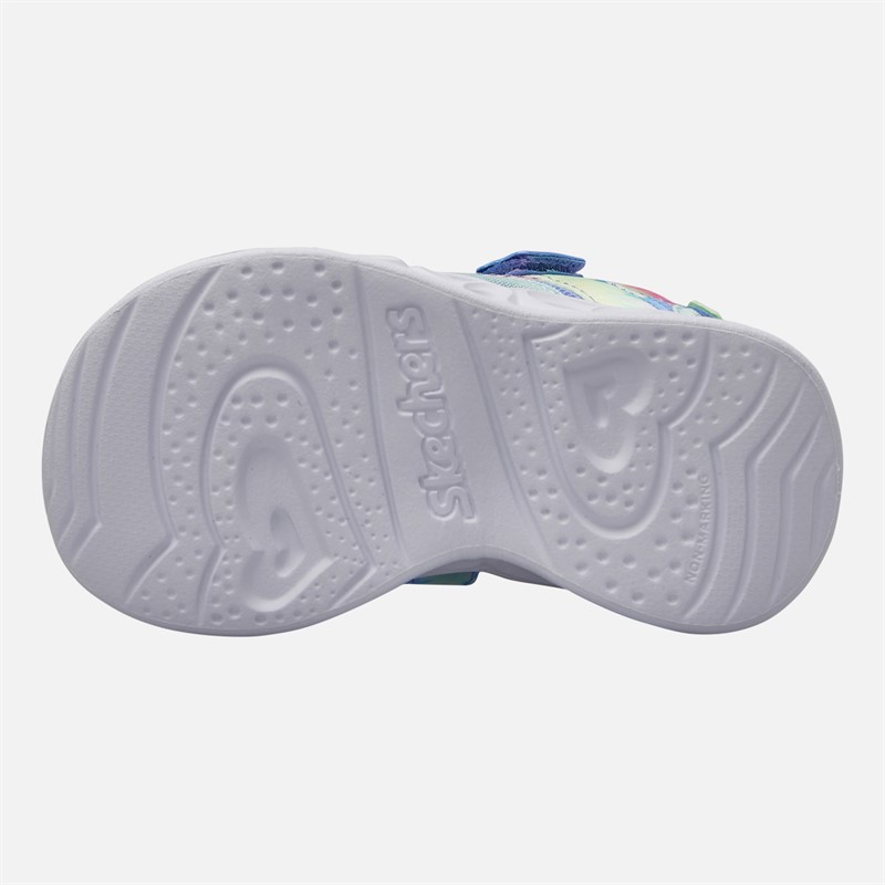 SKECHERS Infant Girls Heart Lights Color Groove Sandals Blue Metallic