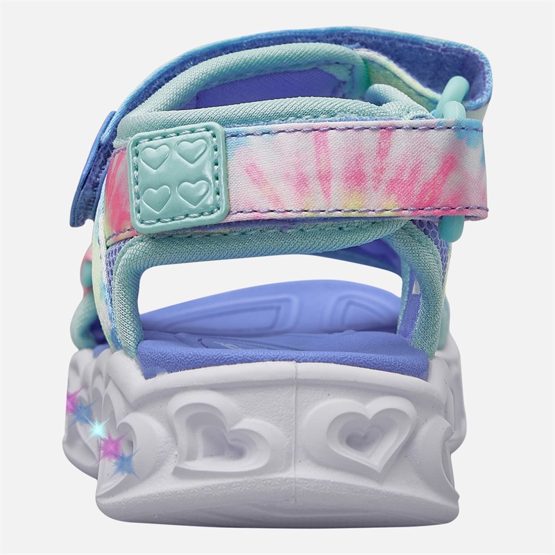 SKECHERS Infant Girls Heart Lights Color Groove Sandals Blue Metallic