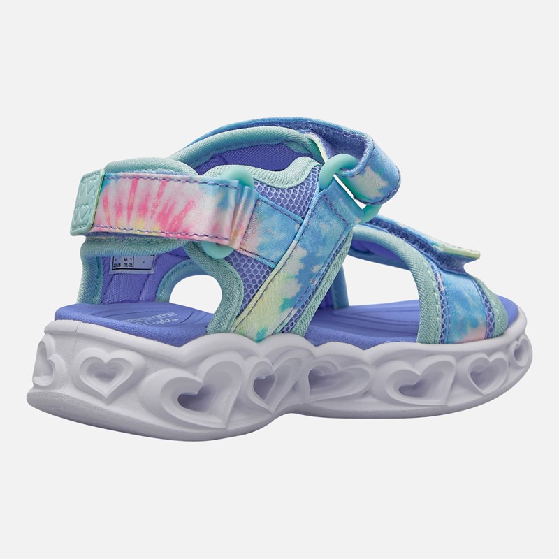 SKECHERS Infant Girls Heart Lights Color Groove Sandals Blue Metallic