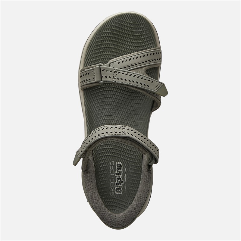 SKECHERS Womens Go Walk Arch Fit 2.0 Candace Sandals Olive