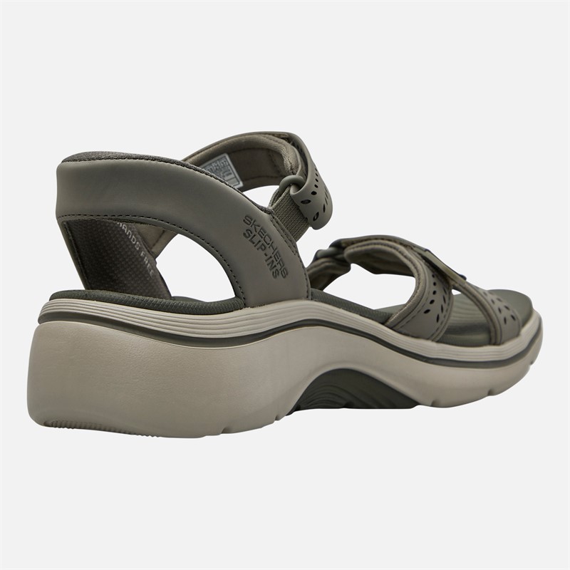 SKECHERS Womens Go Walk Arch Fit 2.0 Candace Sandals Olive