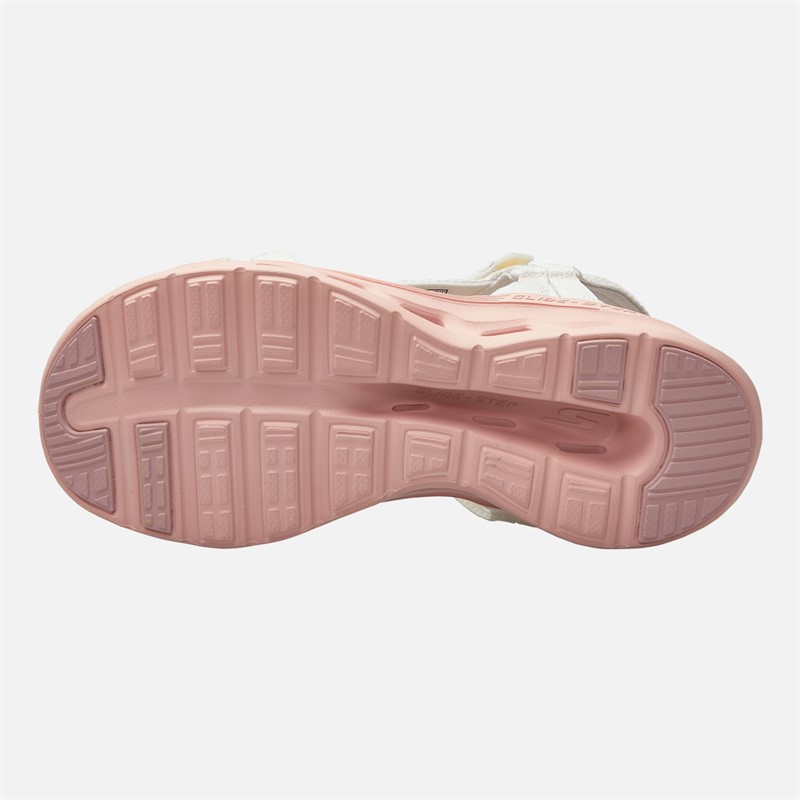 SKECHERS Womens Go Walk Glide-Step 2.0 Rowen Sandals White/Pink