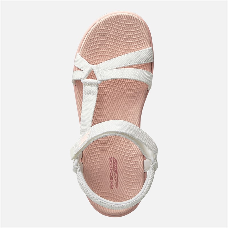 SKECHERS Womens Go Walk Glide-Step 2.0 Rowen Sandals White/Pink