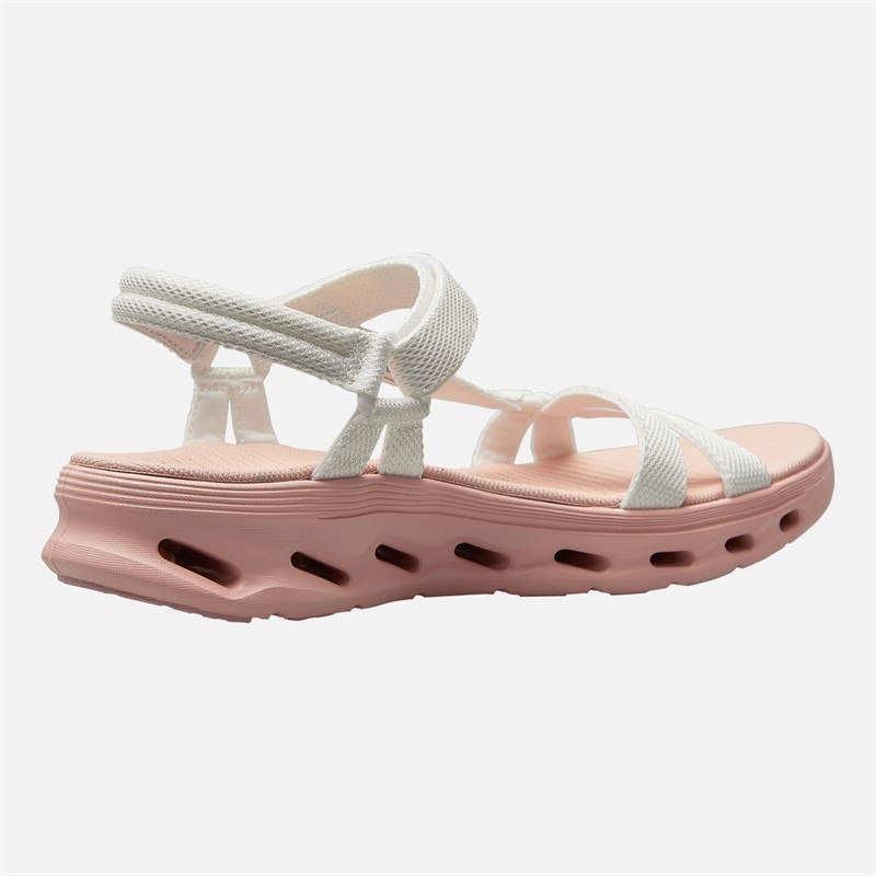 SKECHERS Womens Go Walk Glide-Step 2.0 Rowen Sandals White/Pink