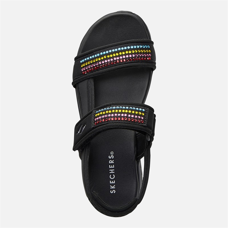 SKECHERS Kids Uno Lite Sunny Studs Sandals Black Metallic