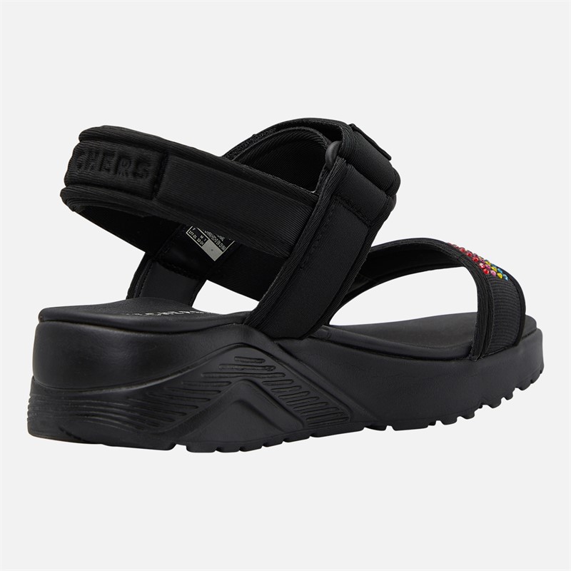 SKECHERS Kids Uno Lite Sunny Studs Sandals Black Metallic