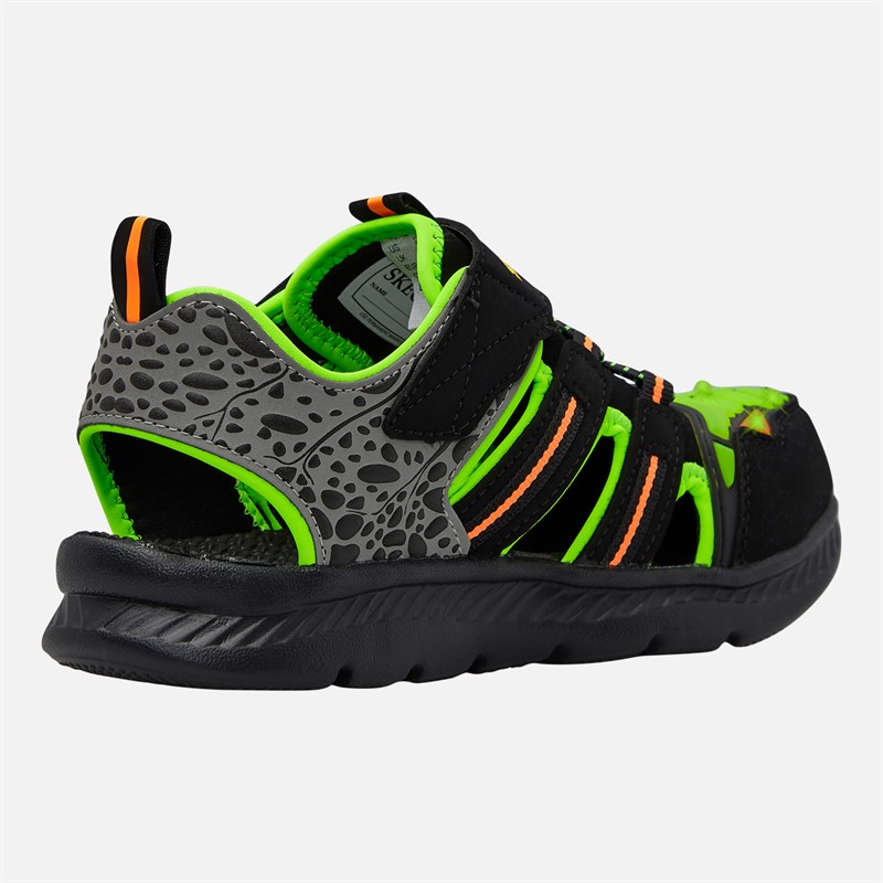 SKECHERS Boys C-Flex 2.0 Dino Rays Sandals Black/Lime