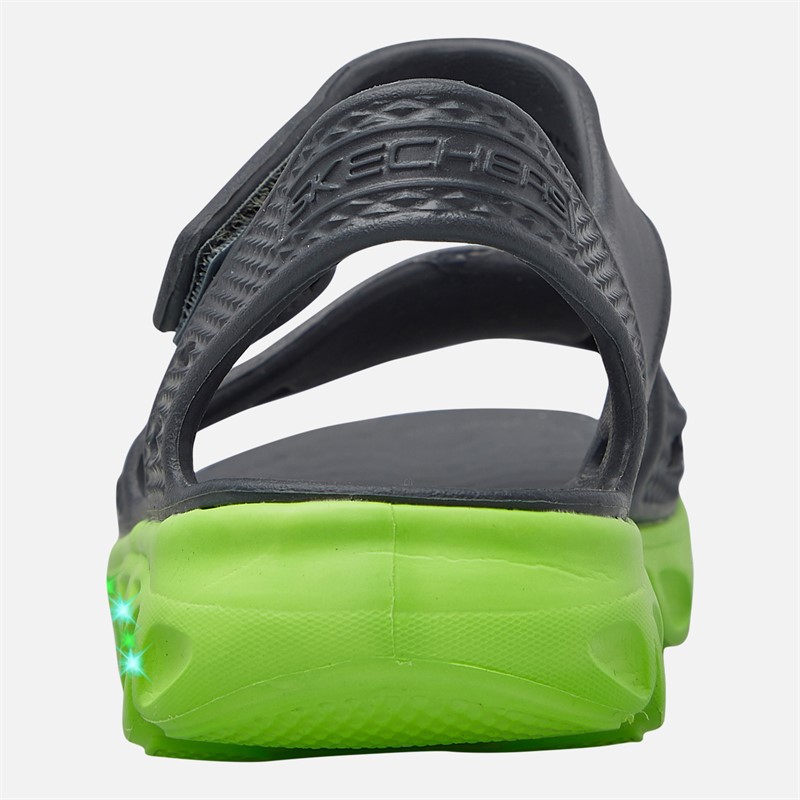 SKECHERS Boys Hypno-Splash Solzo Sandals Charcoal/Lime