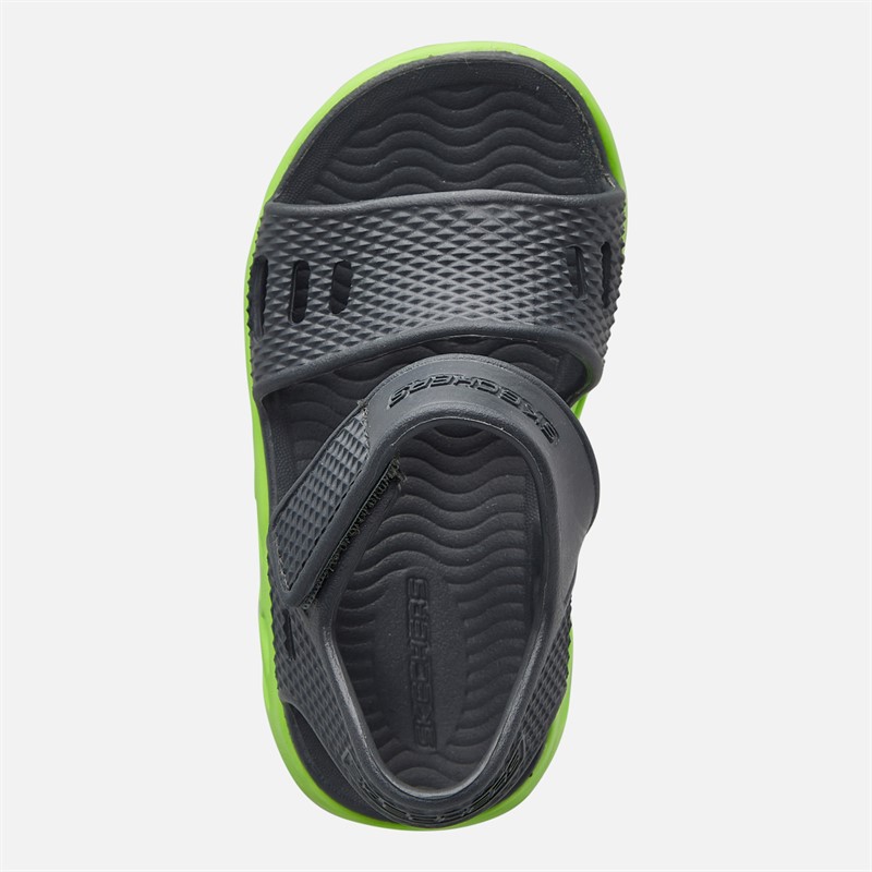 SKECHERS Boys Hypno-Splash Solzo Sandals Charcoal/Lime
