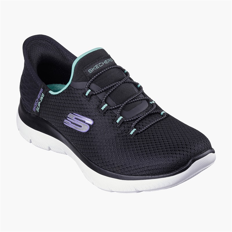 SKECHERS Womens Slip In Summits Sneakers Black