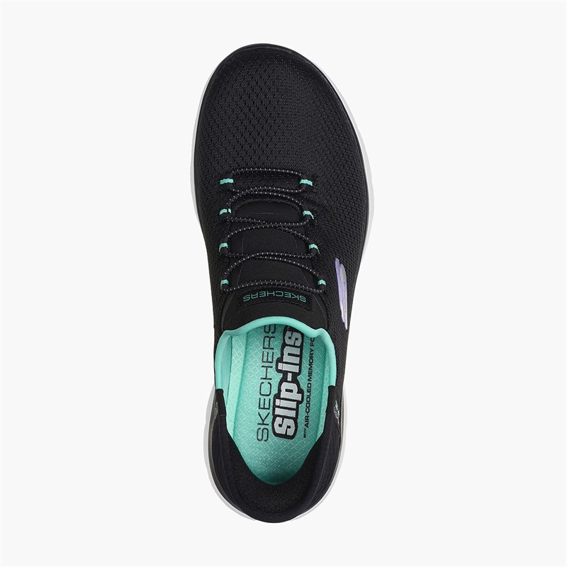 SKECHERS Womens Slip In Summits Sneakers Black
