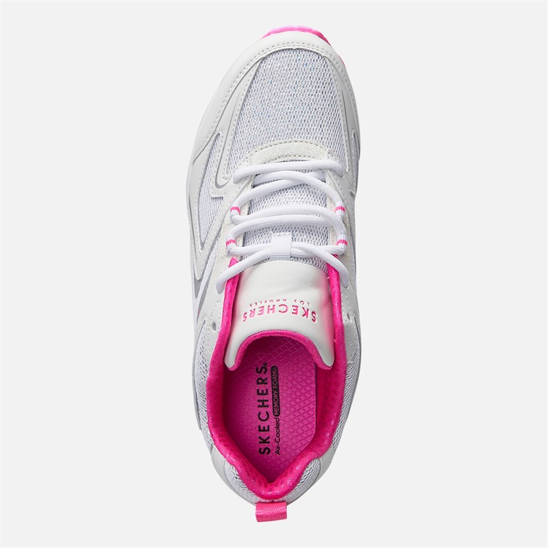 SKECHERS Junior Girls Uno So Wavy Skech-Air Trainers White/Pink