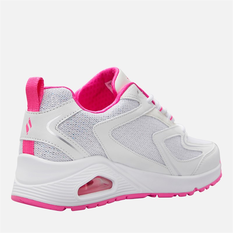 SKECHERS Junior Girls Uno So Wavy Skech-Air Trainers White/Pink