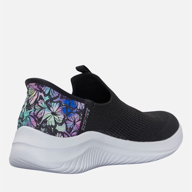 SKECHERS Girls Slip Ins Ultra Flex 3.0 Colory Wild Trainers Black/Multi