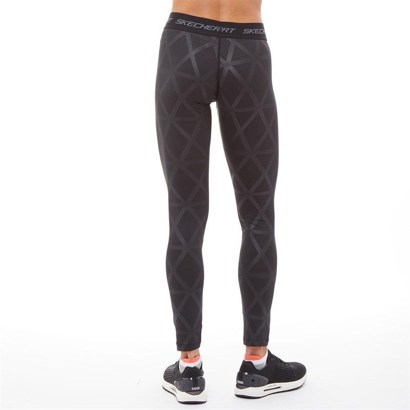 SKECHERS Womens Mystique Yoga All Over Print Tight Leggings Black