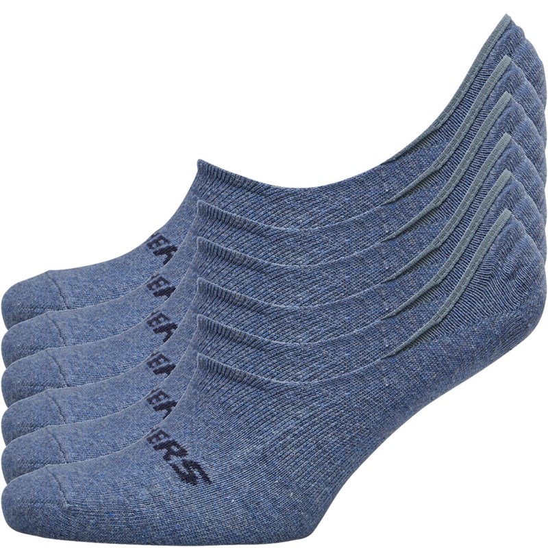 Buy SKECHERS Six Pack Basic Footie Socks Denim Melange