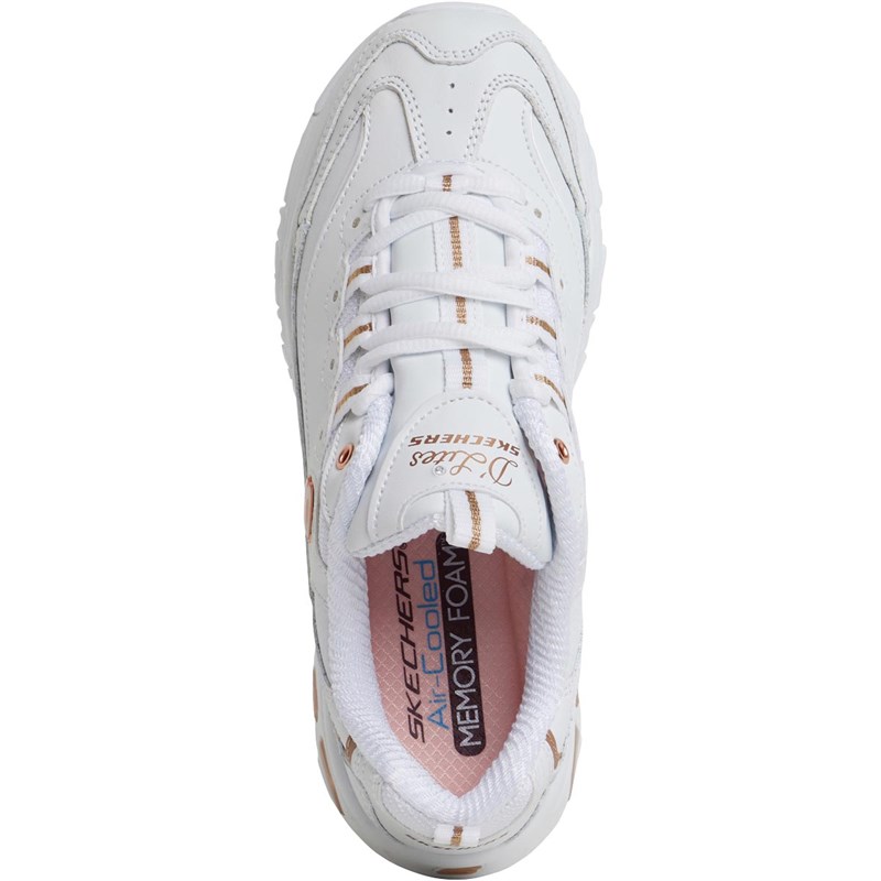 skechers white and rose gold