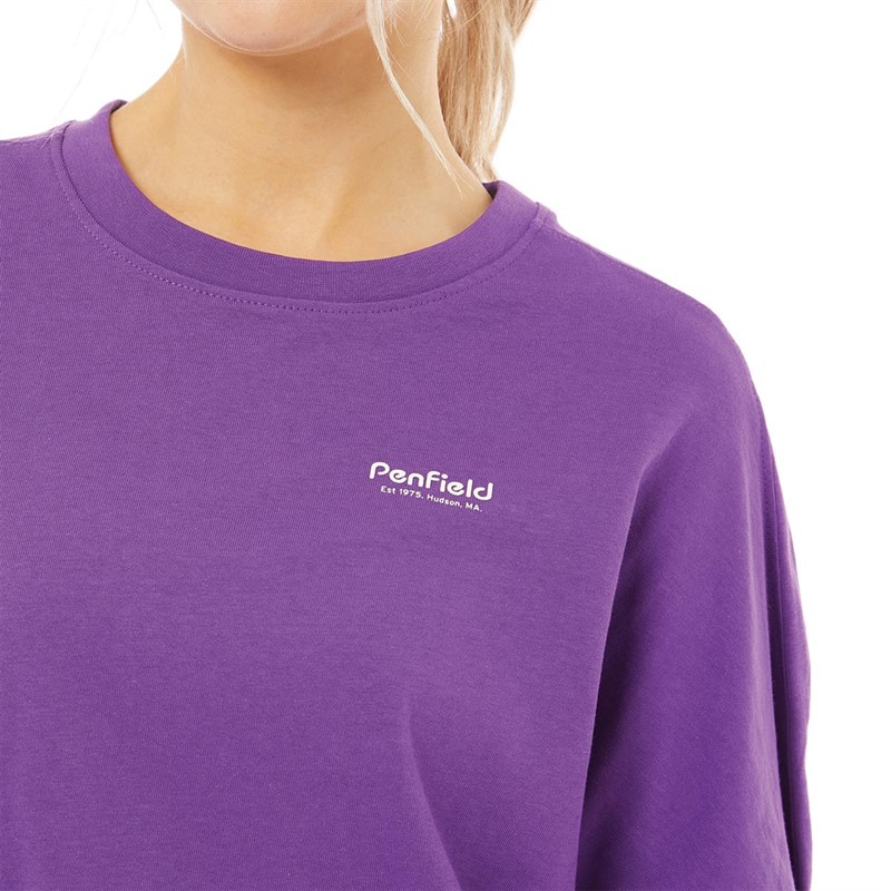 Penfield Womens Hudson Script Long Sleeve T-Shirt Pansy