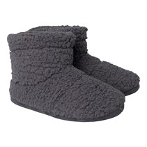 Mad Wax Mens Sherpa Fleece Bootee Slippers Charcoal