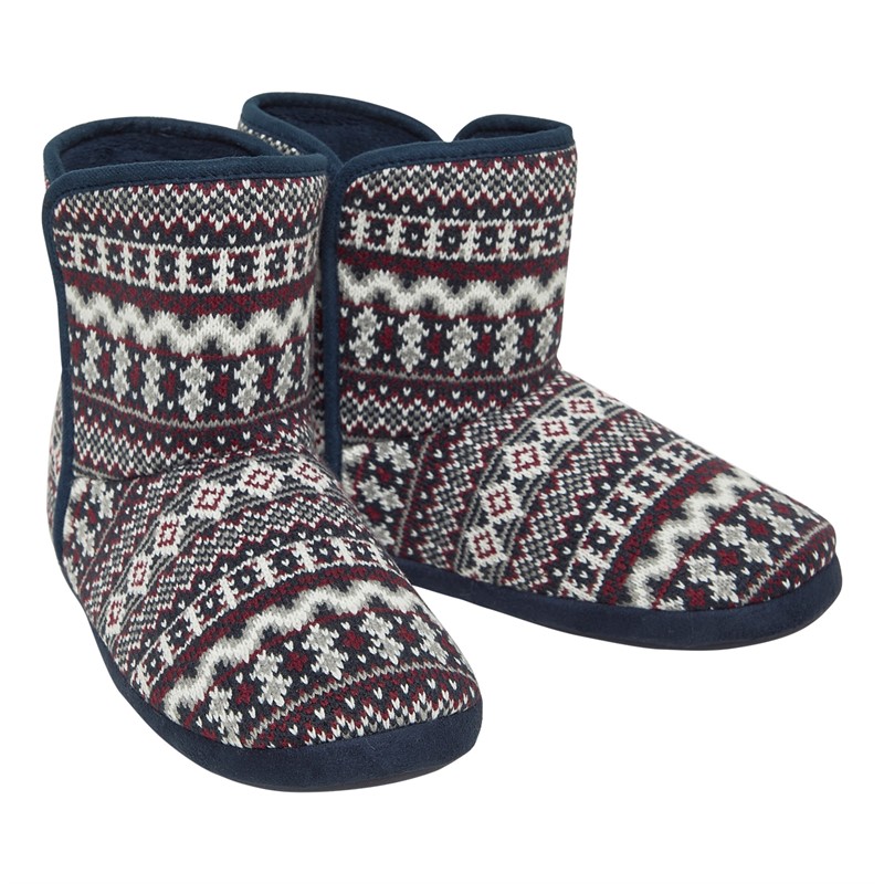 Mad Wax Mens Fairisle Sherpa Lined Bootee Slippers Multi