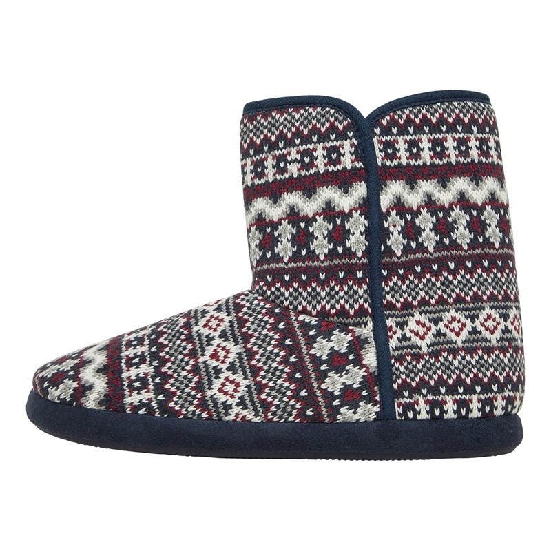 Mad Wax Mens Fairisle Sherpa Lined Bootee Slippers Multi